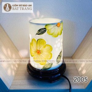 Đèn Xông Tinh Dầu Sứ Thấu Quang Trụ Hoa Nổi Bát Tràng - 2005